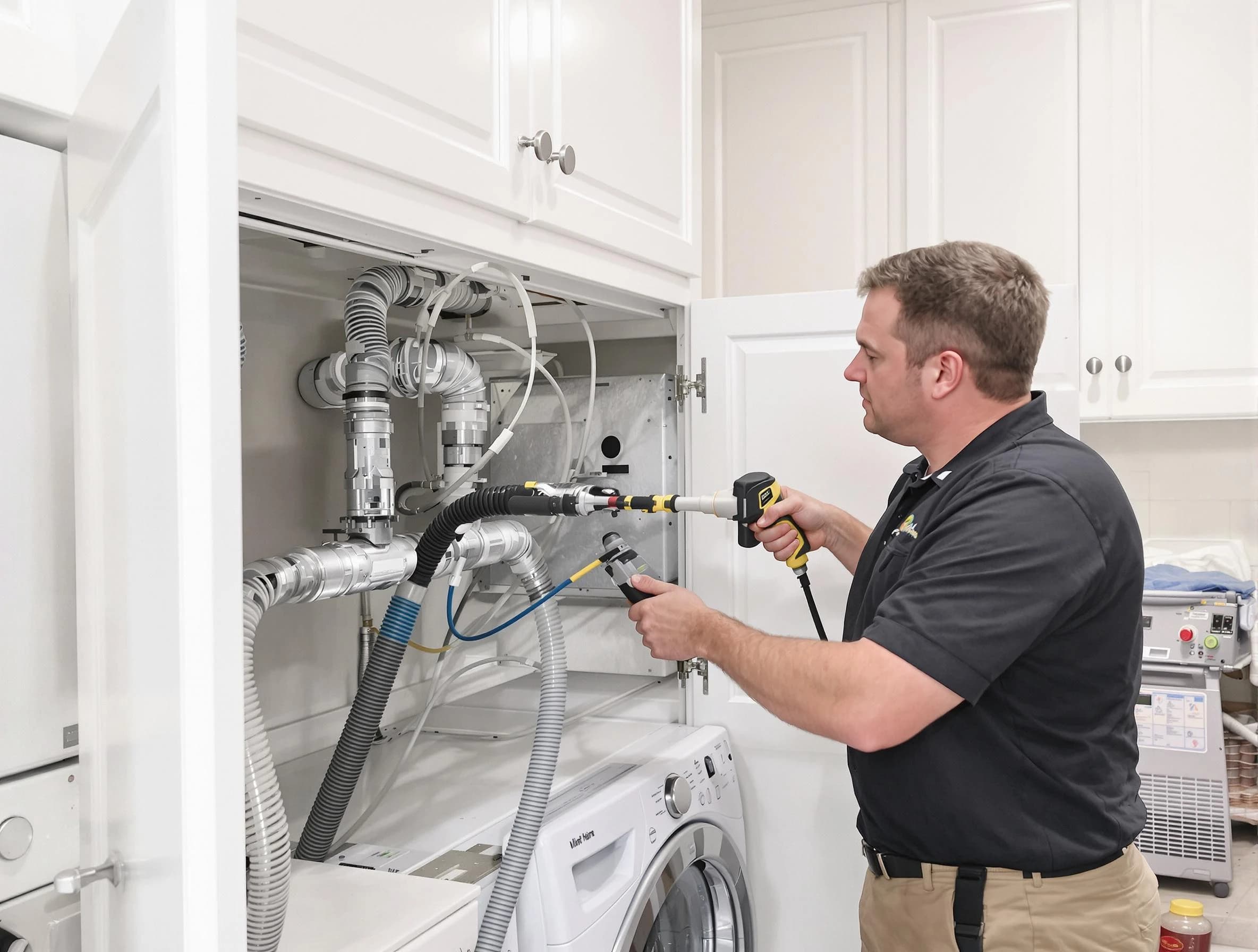 Hingham Dryer Vent Cleaning professional removing severe blockage from a clogged dryer vent in Hingham