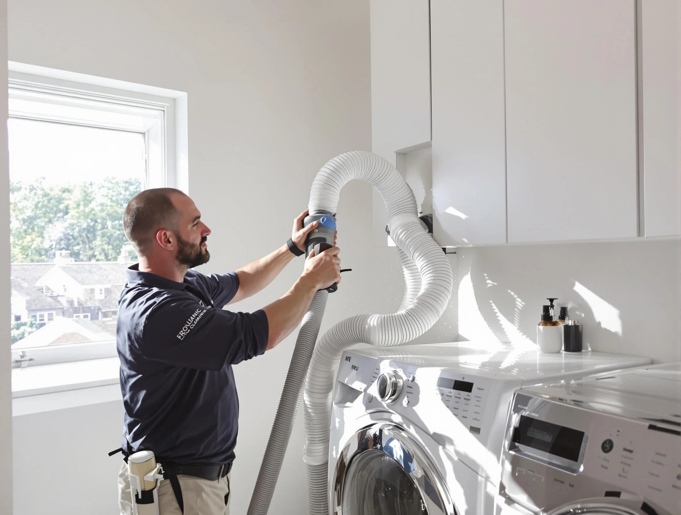 Certified Hingham Dryer Vent Cleaning technician performing dryer vent cleaning in Hingham