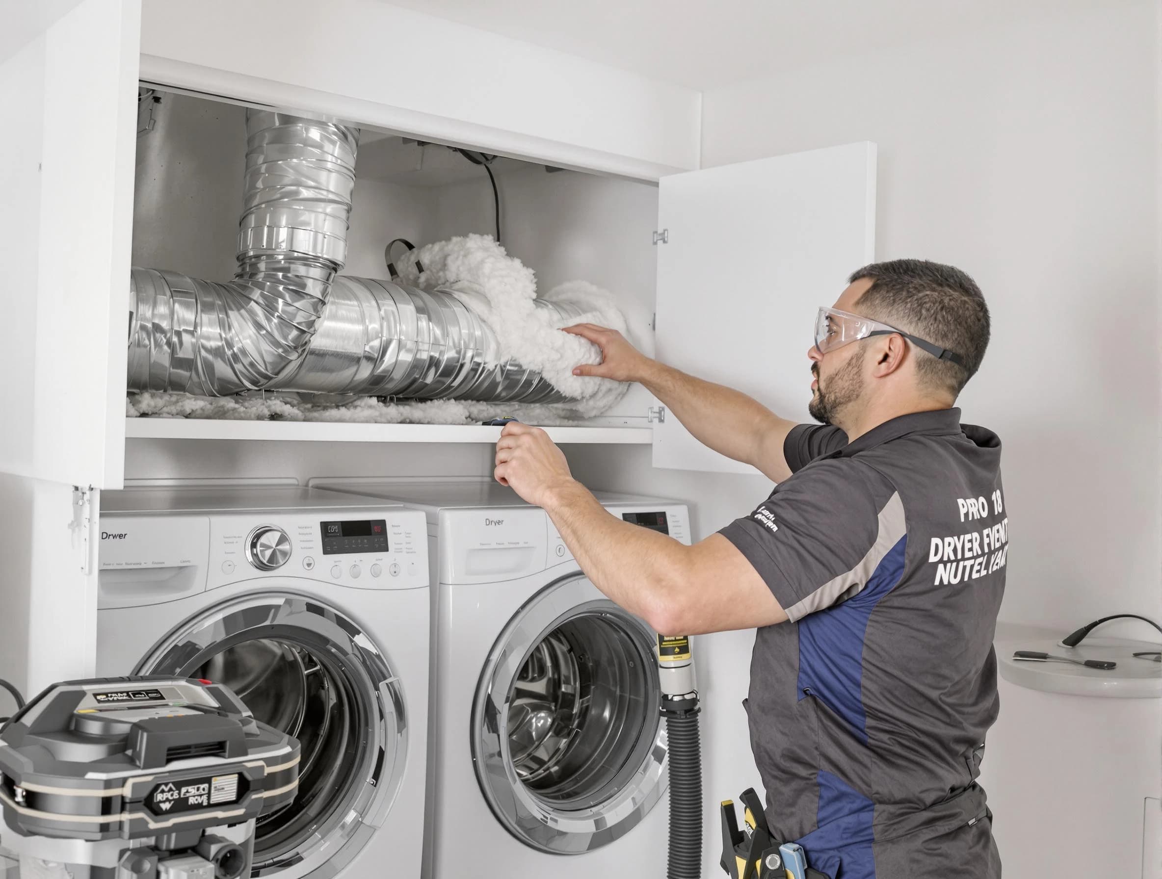 Hingham Dryer Vent Cleaning certified technician performing specialized gas dryer vent cleaning in Hingham