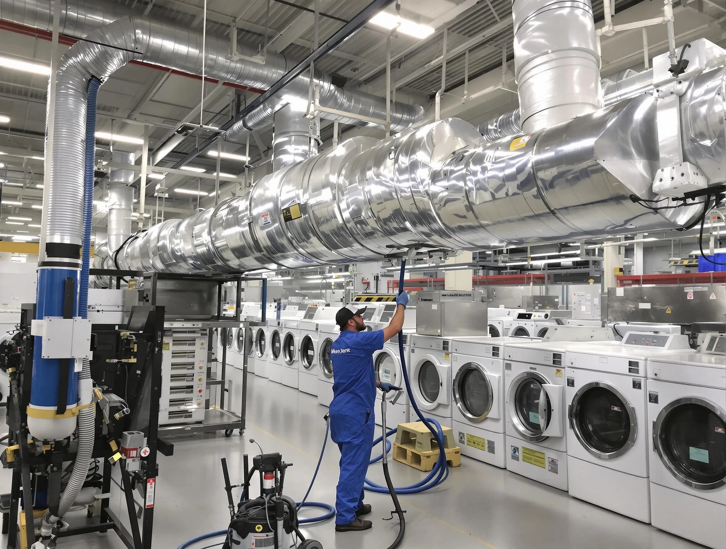 Hingham Dryer Vent Cleaning team performing heavy-duty industrial dryer vent cleaning in Hingham