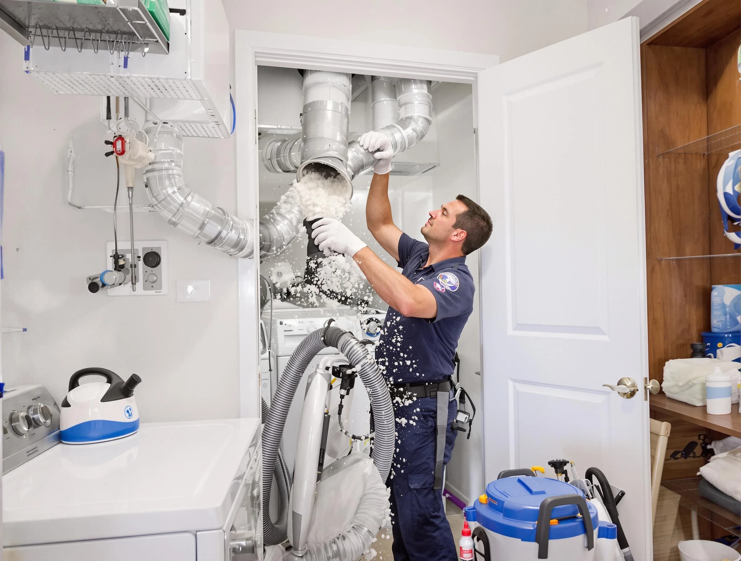 Hingham Dryer Vent Cleaning technician delivering thorough residential dryer vent cleaning service in Hingham
