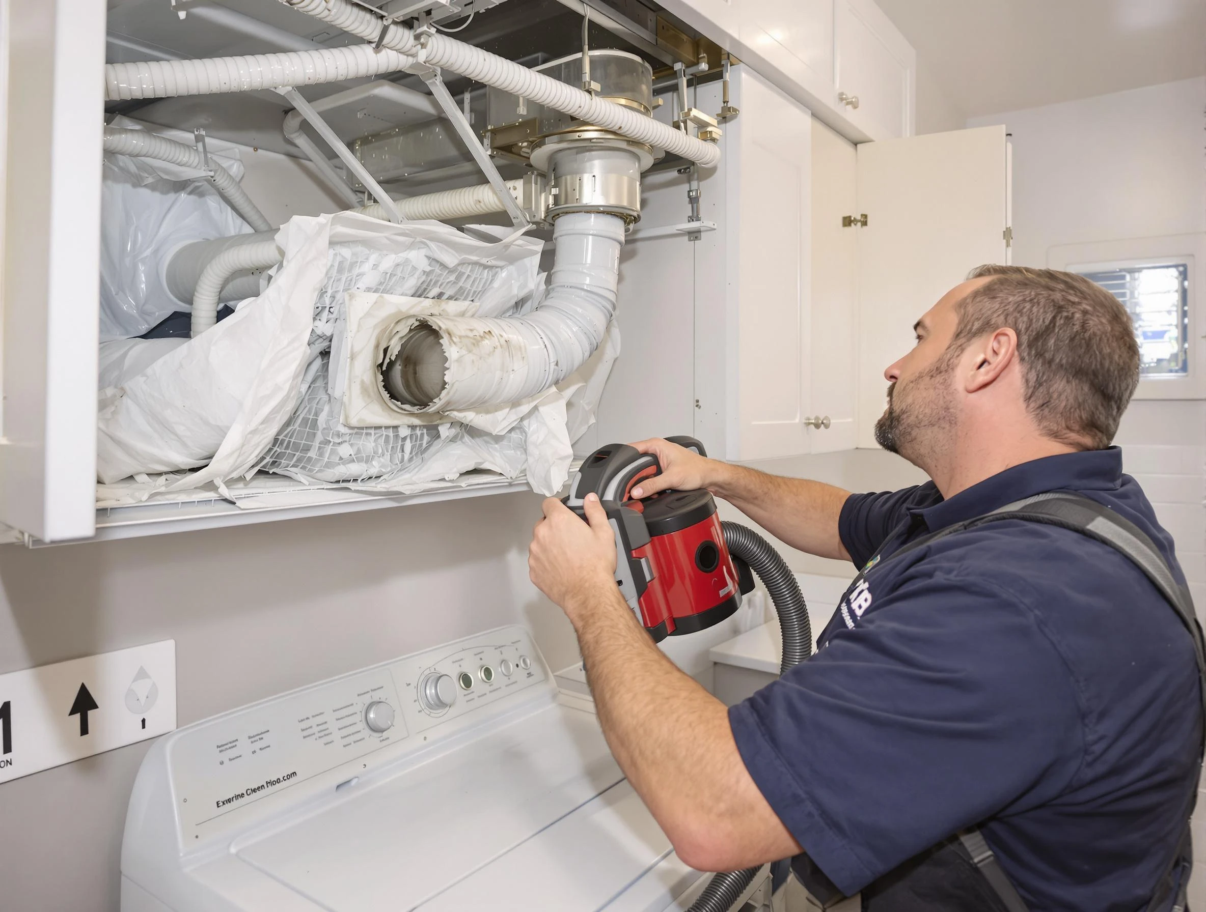 Hingham Dryer Vent Cleaning technician performing professional exhaust vent cleaning at a residential property in Hingham